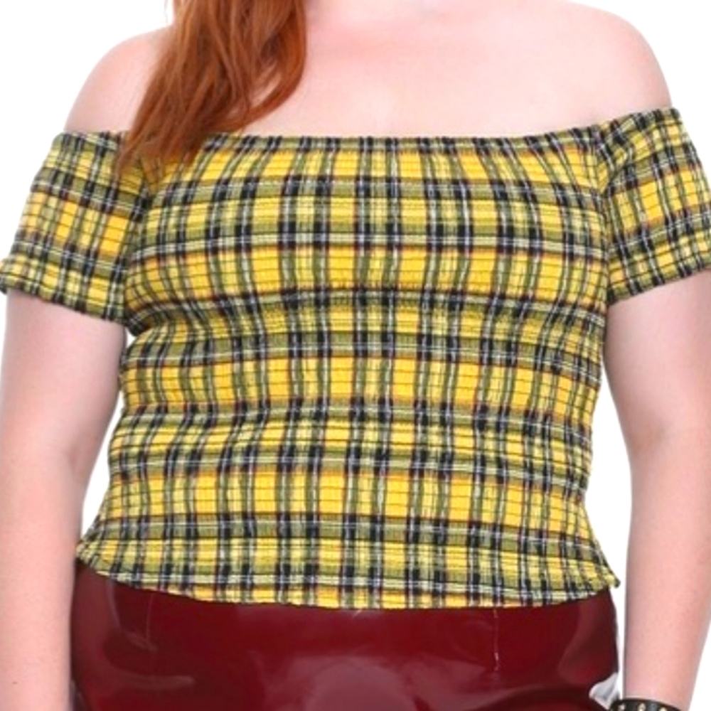 Yellow Plaid Crop Top